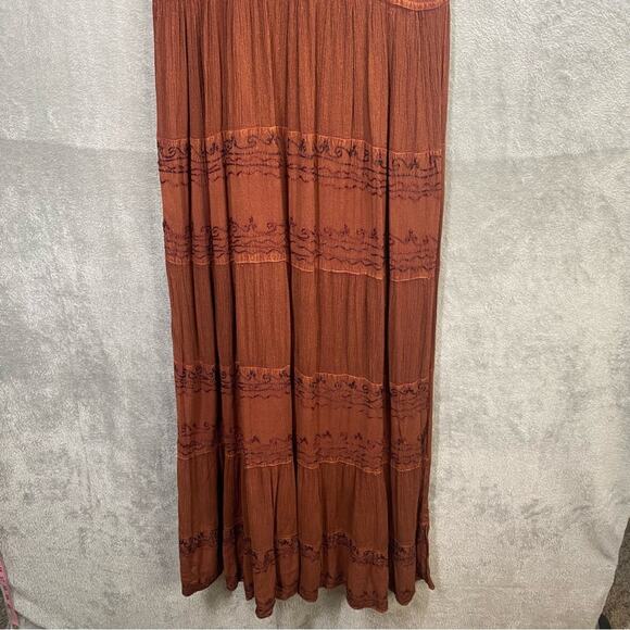 Boho Maxi Dress Small Embroidered Tiered Forest Fairy Grunge Goblin Granola - Picture 4 of 9